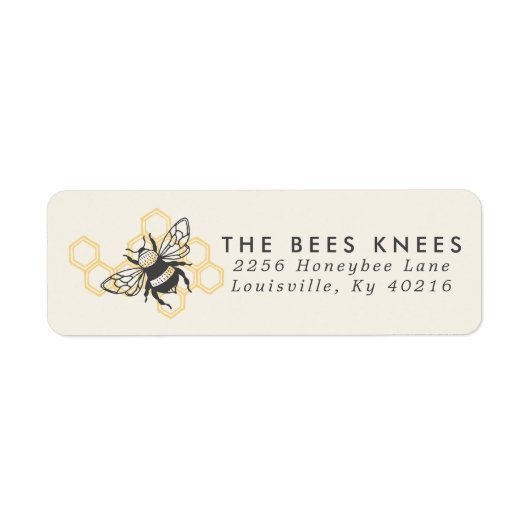 Logo bijen Rustisch adres Honeybee Return Etiket (Voorkant)