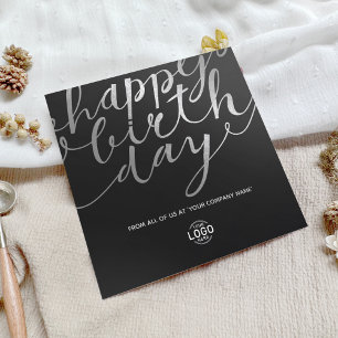 Logo Black Faux Silver Foil Script Verjaardag Kaart
