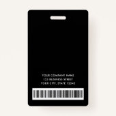 Logo black faux silver wave medewerkersnaam id badge (Achterkant)