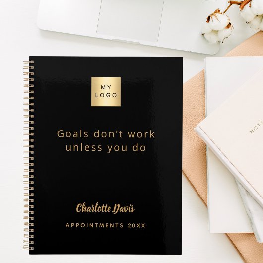 Logo black gold motivational quote business 2026 planner
