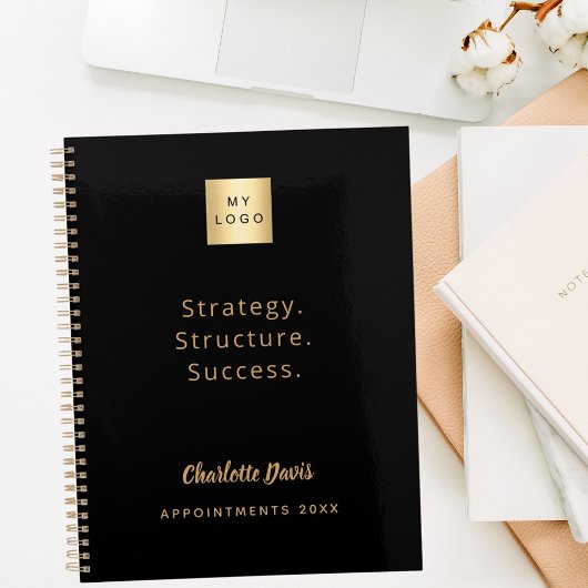 Logo black gold motivational quote business 2026 planner