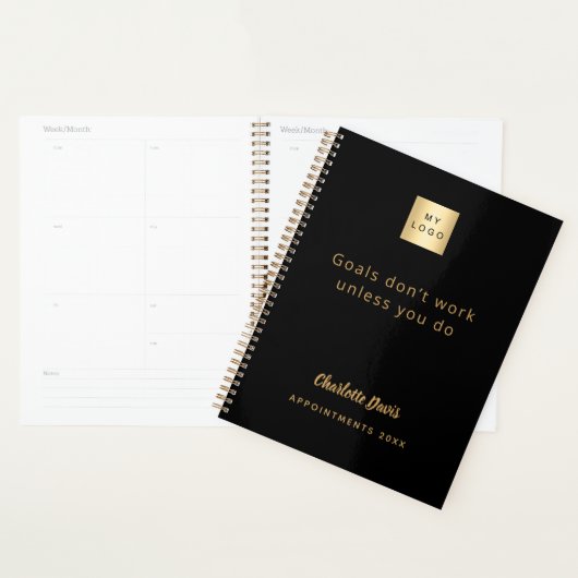 Logo black gold motivational quote business 2026 planner (Display)