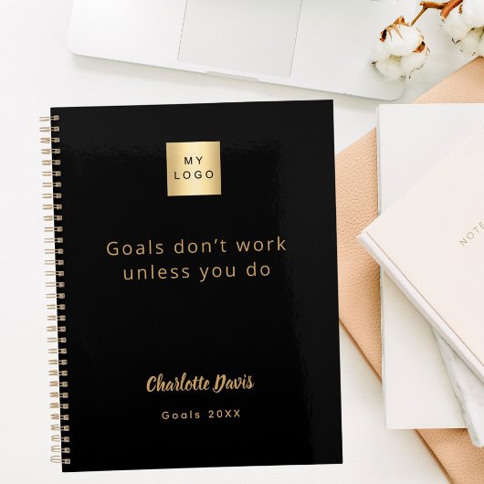 Logo black gold motivational quote business planner