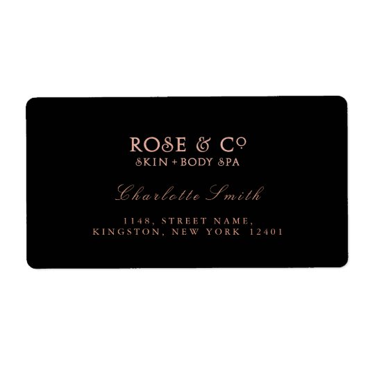 Logo Black Pink Rose Gold Return-adreslabels Etiket (Voorkant)