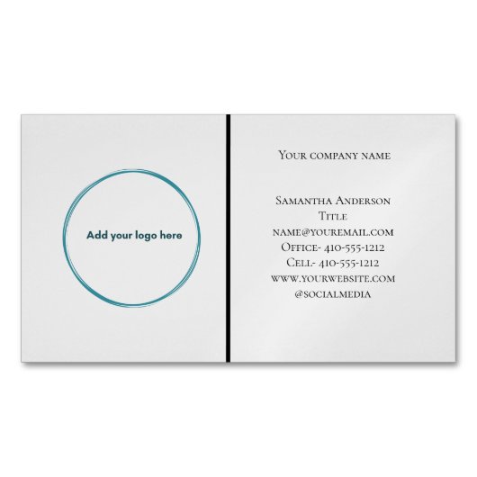 Logo Black White Grey Minimal Professional Magnetisch Visitekaartje (Voorkant)