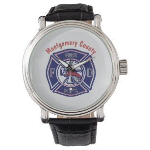 Logo blauw brandweerbadge Gepersonaliseerd  Horloge