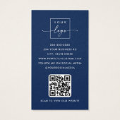 Logo blauw faux gouden golf Foto logo QR code Visitekaartje (Achterkant)