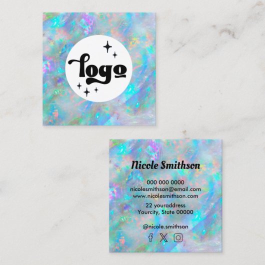 logo blauw opal vierkant visitekaartje (Voorkant / Achterkant)