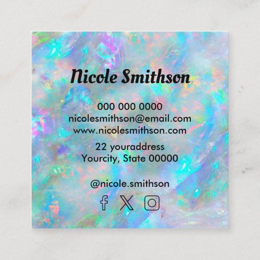 logo blauw opal vierkant visitekaartje (Achterkant)