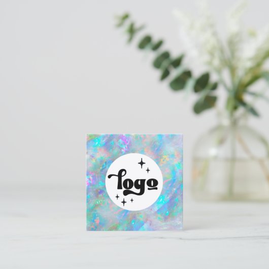 logo blauw opal vierkant visitekaartje (Staand voorkant)
