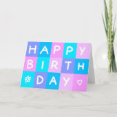 Logo Blauw Roze Eenvoudige Zakelijke Gelukkige Ver Kaart (Voorkant)