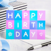 Logo Blauw Roze Eenvoudige Zakelijke Gelukkige Ver Kaart