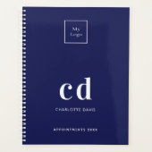 Logo blauw wit monogram initialen business 2025 planner (Voorkant)