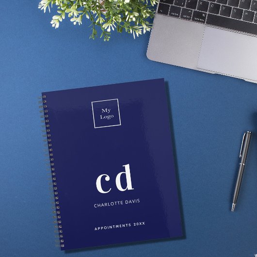 Logo blauw wit monogram initialen business 2025 planner