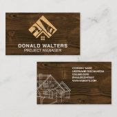 Logo | Blauwdrukken | Hout Visitekaartje (Voorkant / Achterkant)