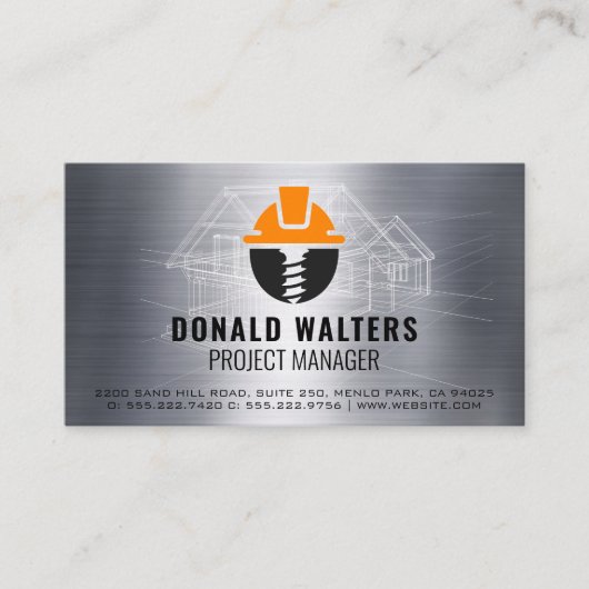 Logo | Blauwdrukschema's | Metaal Visitekaartje (Voorkant)