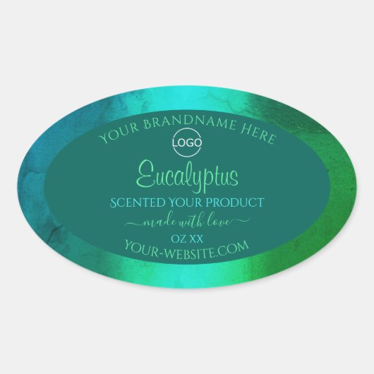 Logo Blauwgroen en groen patroonetiket Ovale Sticker (Voorkant)