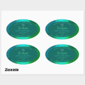 Logo Blauwgroen en groen patroonetiket Ovale Sticker (Vel)