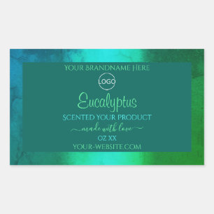 Logo Blauwgroen en groen patroonetiket Rechthoekige Sticker