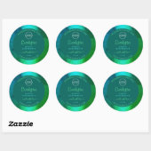 Logo Blauwgroen en groen patroonetiket Ronde Sticker (Vel)