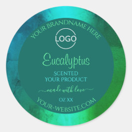 Logo Blauwgroen en groen patroonetiket Ronde Sticker