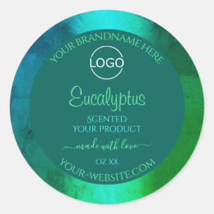 Logo Blauwgroen en groen patroonetiket Ronde Sticker