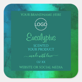 Logo Blauwgroen en groen patroonetiket Vierkante Sticker