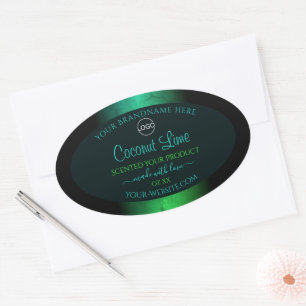 Logo blauwgroen en groene marmer Elegant Product L Ovale Sticker