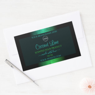 Logo blauwgroen en groene marmer Elegant Product L Rechthoekige Sticker