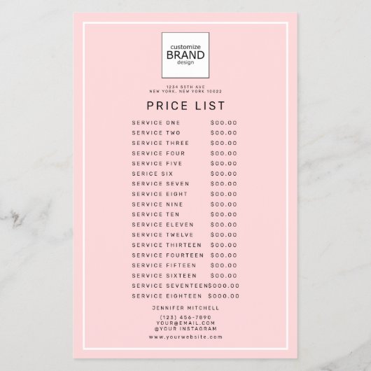  Logo Blozen Roze Schoonheid Prijs Service Lijst   Flyer (Achterkant)