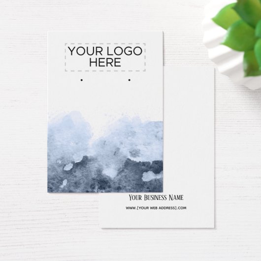 Logo Blue Abstract Ombre Waterverf Earning Card Visitekaartje (Bureau)