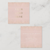 Logo Blush Gold Foil Modern Wedding Dress Designer Vierkante Visitekaartje (Voorkant / Achterkant)