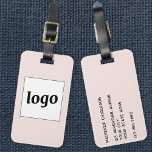 Logo Blush Pink Business Bagagelabel<br><div class="desc">Eenvoudig logo-ontwerp voor uw bedrijf. Vervang de logo en de details met uw en verander de achtergrondkleur in het aan te passen ontwerphulpmiddel. Ideaal voor als promotiemiddel om klanten,  klanten en werknemers,  en voor zakelijke reis- en handelsreizen shows te geven.</div>