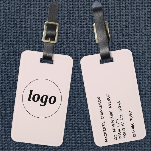 Logo Blush Pink Business Bagagelabel