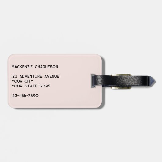 Logo Blush Pink Business Bagagelabel (Achterkant horizontaal)