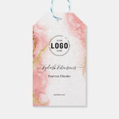 Logo Blush Roze Goud Agate typografie haar make-up Cadeaulabel (Achterkant)