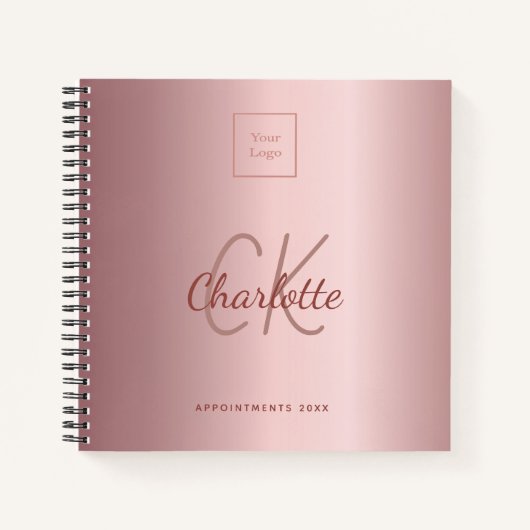 Logo blush roze monogram bedrijf notitieboek (Voorkant)