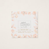 Logo Blush Waterverf Floral Earring Display Card Vierkante Visitekaartjes (Achterkant)