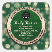 Logo Body Balm Butter Cosmetic Gold Confetti Gree Vierkante Sticker (Voorkant)