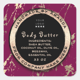 Logo Body Balm Butter Cosmetic Gold Lijst Berry Vierkante Sticker