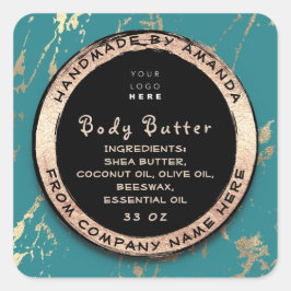 Logo Body Balm Butter Cosmetic Gold Lijst Blauwgro Vierkante Sticker
