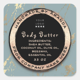 Logo Body Balm Butter Cosmetic Gold Lijst Grey Vierkante Sticker