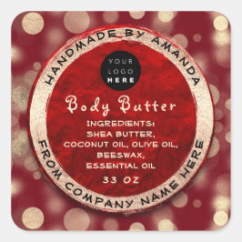 Logo Body Balm Butter Cosmetic Gold Ruby Confett Vierkante Sticker