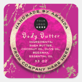 Logo Body Balm Butter Cosmetic Gold Ruby Pinky Vierkante Sticker