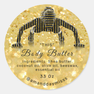 Logo Body Oil Balm Cosmetic Fitness Care Gold Ronde Sticker
