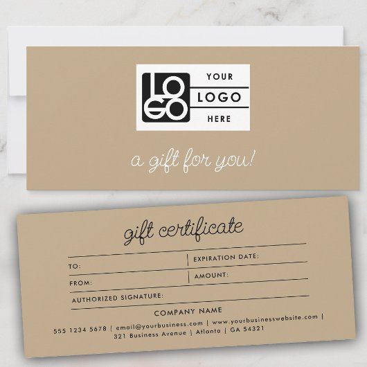 Logo Boho Beige Script Modern Cadeaubon