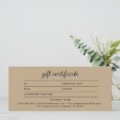 Logo Boho Beige Script Modern Gift Certificate (Staand voorkant)