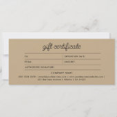 Logo Boho Beige Script Modern Gift Certificate (Voorkant)