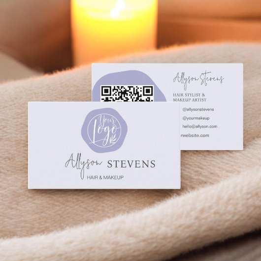 Logo Boho Lavender Hair Make-up QR-code Visitekaartje