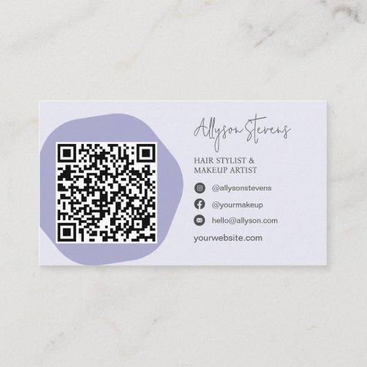Logo Boho Lavender Hair Make-up QR-code Visitekaartje (Achterkant)